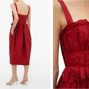Brock Collection Palmira Ruched Crinkle-satin‎ Midi Dress Size 10
